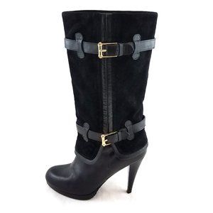 Cole Haan Black Suede High Heel Boots Pull On
